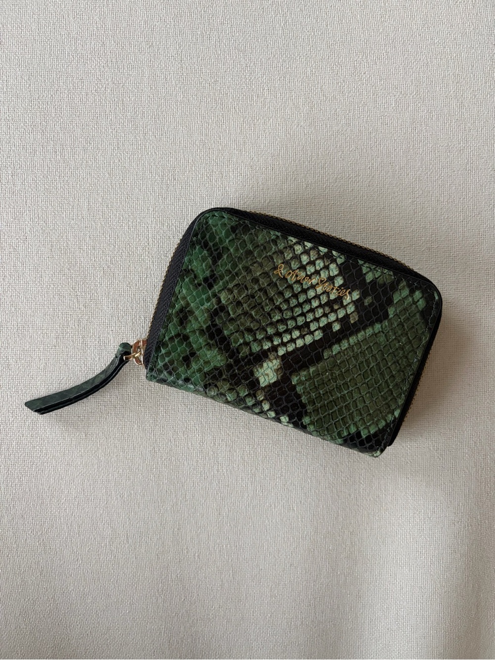 & Other Stories Leather Wallet in Snake-Embossed Green